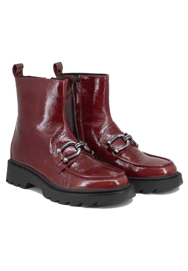 Spatarella Stivaletti donna in vernice bordeaux con suola carrarmato Fino Al -60%