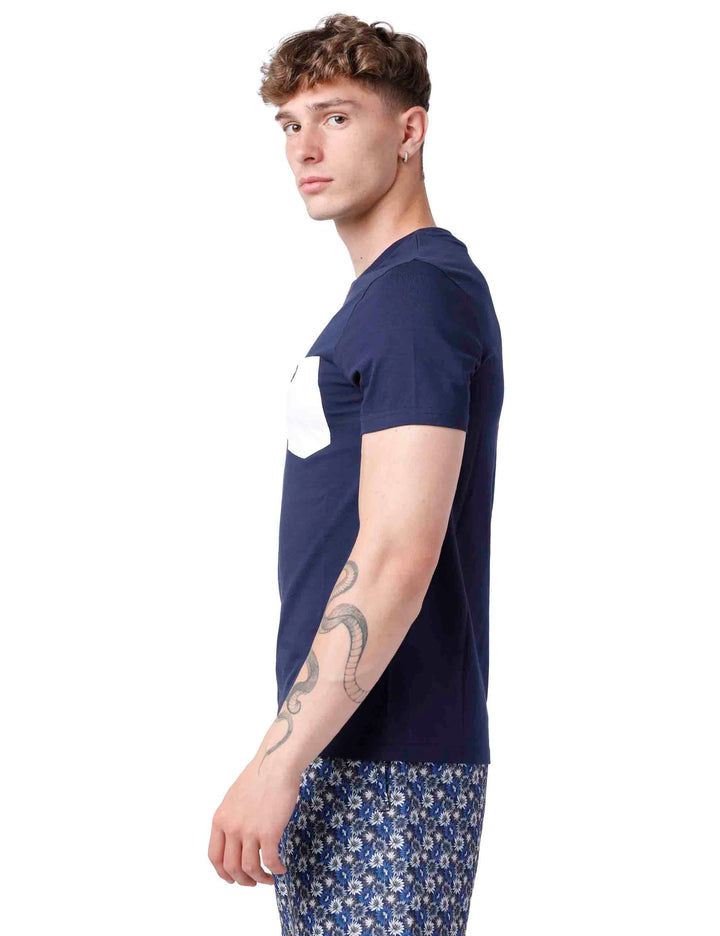 Spatarella T-shirt uomo in cotone blu In Vendita