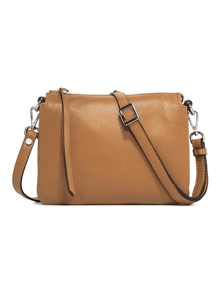Spatarella Borse donna pochette Three in pelle naturale con tracolla removibile in tono In Linea
