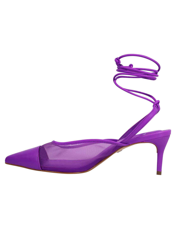 Spatarella Decollete slingback donna in rete e pelle viola con punta a punta e laccetti removibili Qualità