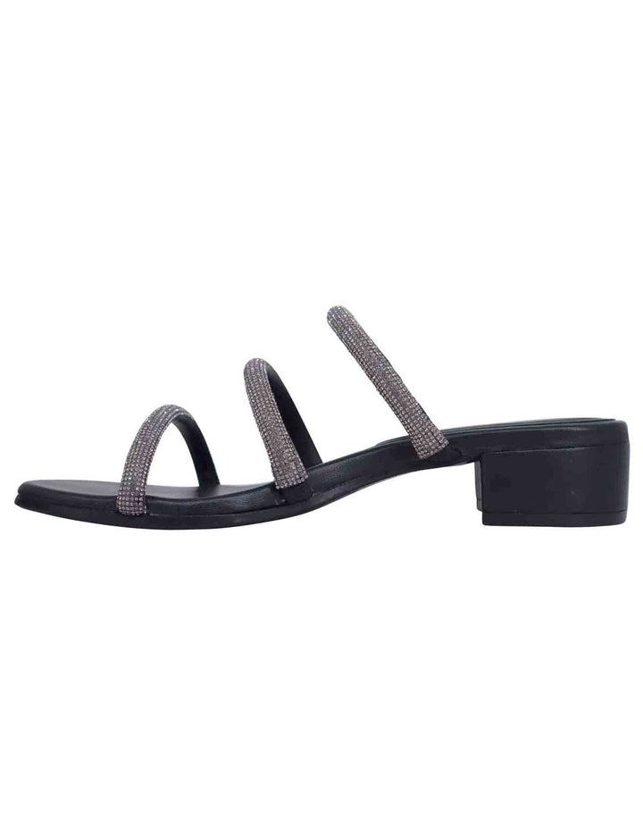 Spatarella Sandali donna in strass canna di fucile con tacco basso Promozione