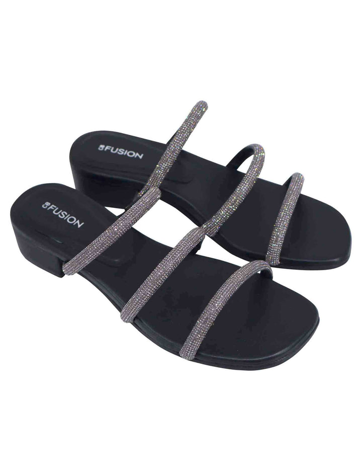 Spatarella Sandali donna in strass canna di fucile con tacco basso Promozione