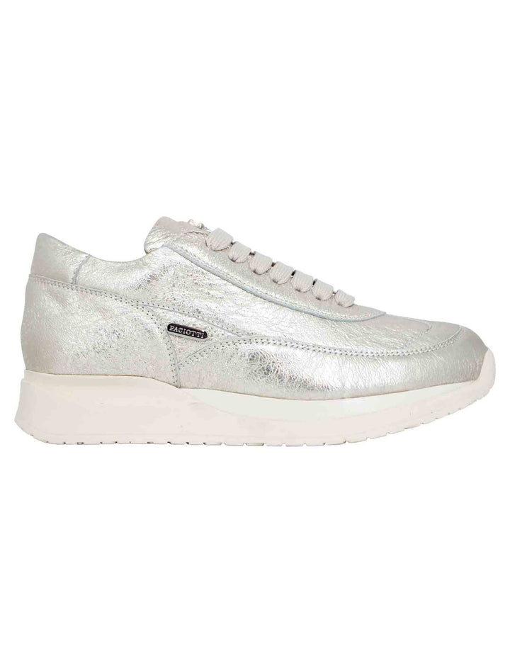Spatarella Sneakers donna in pelle laminata platino Acquista Ora