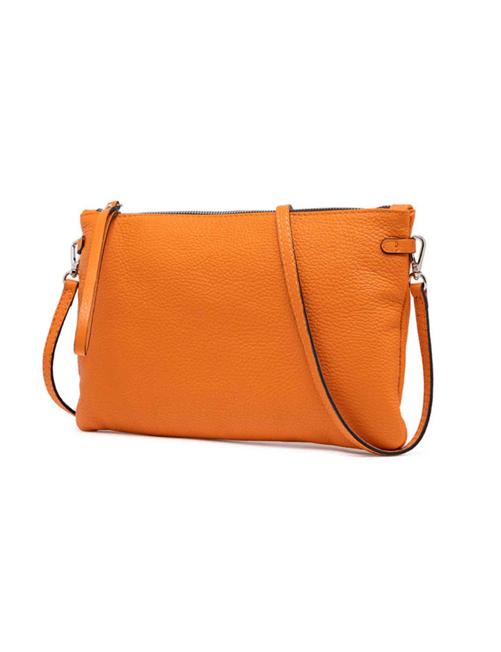 Spatarella Borse donna pochette Hermy in pelle arancione con manico a bracciale e tracolla in pelle Promozione Limitata