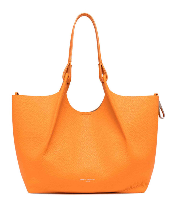 Spatarella Borse shopping donna Dua in pelle arancione con doppi manici Affare Del Giorno