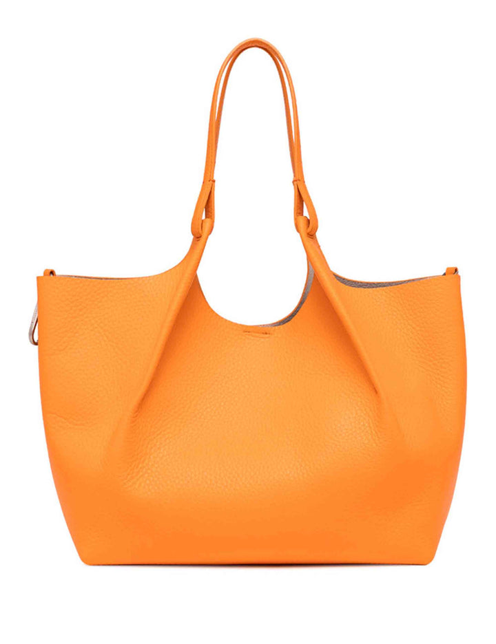 Spatarella Borse shopping donna Dua in pelle arancione con doppi manici Affare Del Giorno