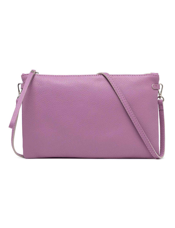 Spatarella Borse donna pochette Hermy in pelle viola con manico a bracciale e tracolla in pelle Prezzo Ridotto
