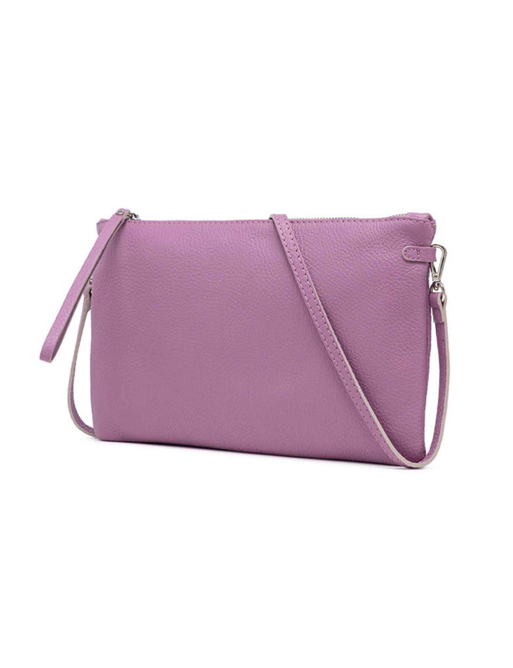 Spatarella Borse donna pochette Hermy in pelle viola con manico a bracciale e tracolla in pelle Prezzo Ridotto