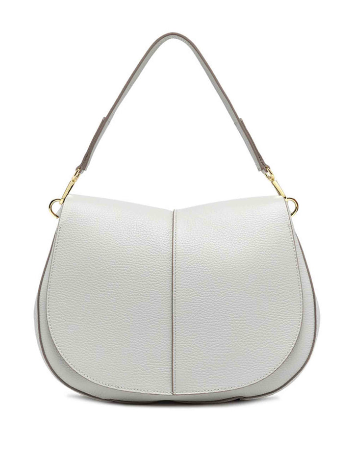 Spatarella Borse a spalla donna Helena Round in pelle grigia Sottocosto