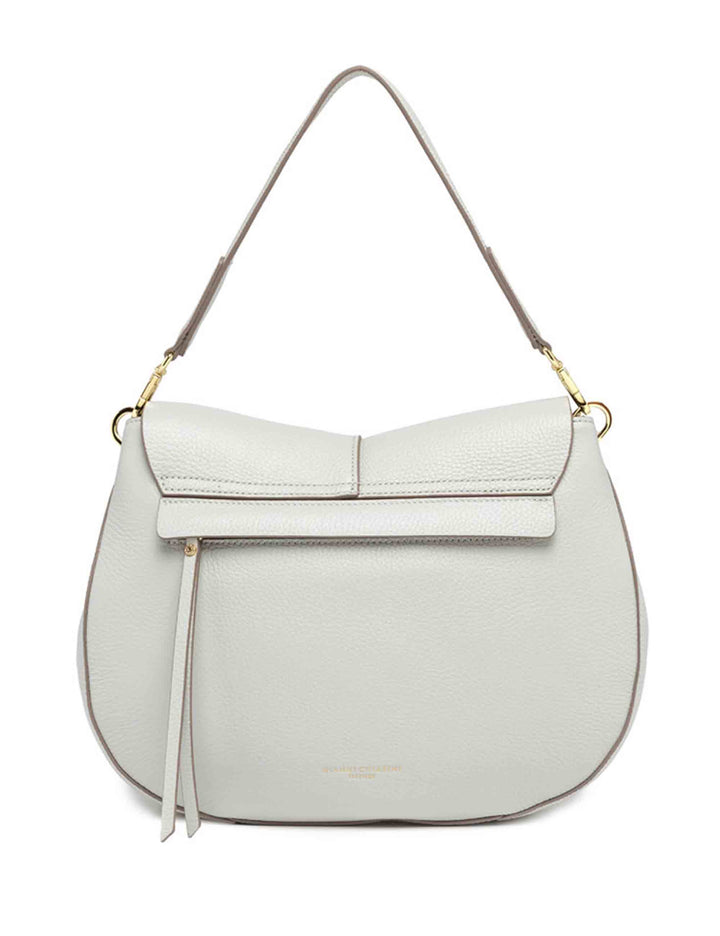 Spatarella Borse a spalla donna Helena Round in pelle grigia Sottocosto