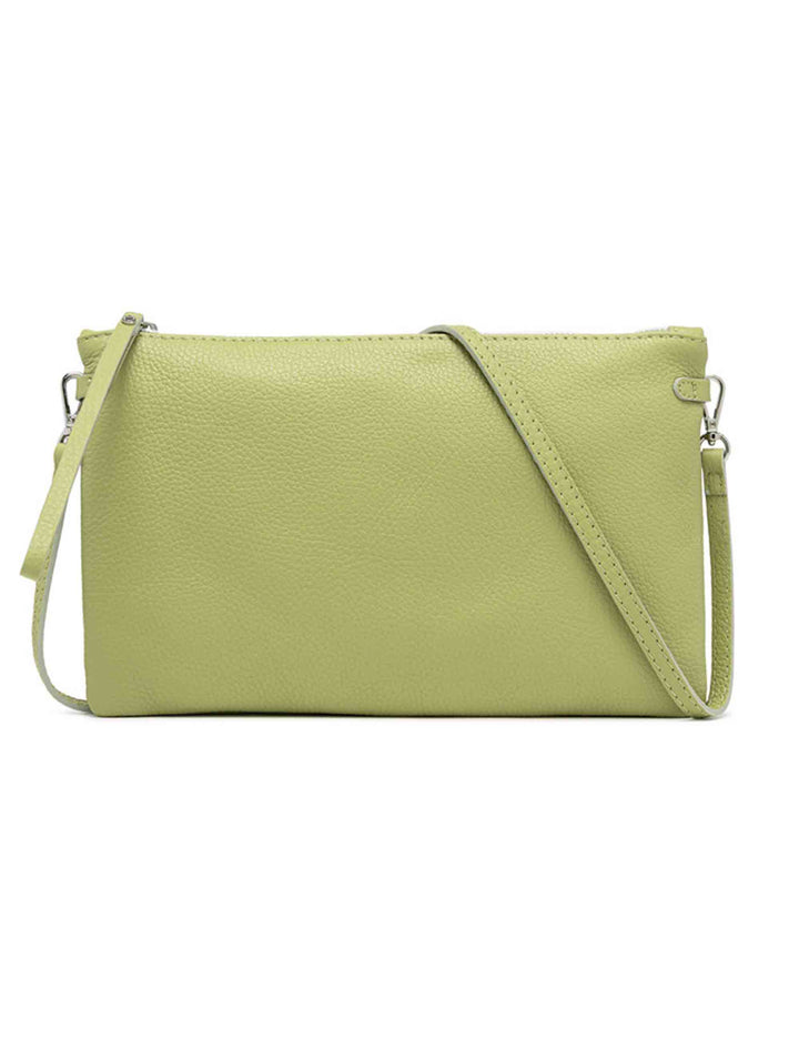 Spatarella Borse donna pochette Hermy in pelle verde con manico a bracciale e tracolla in pelle Convenienza