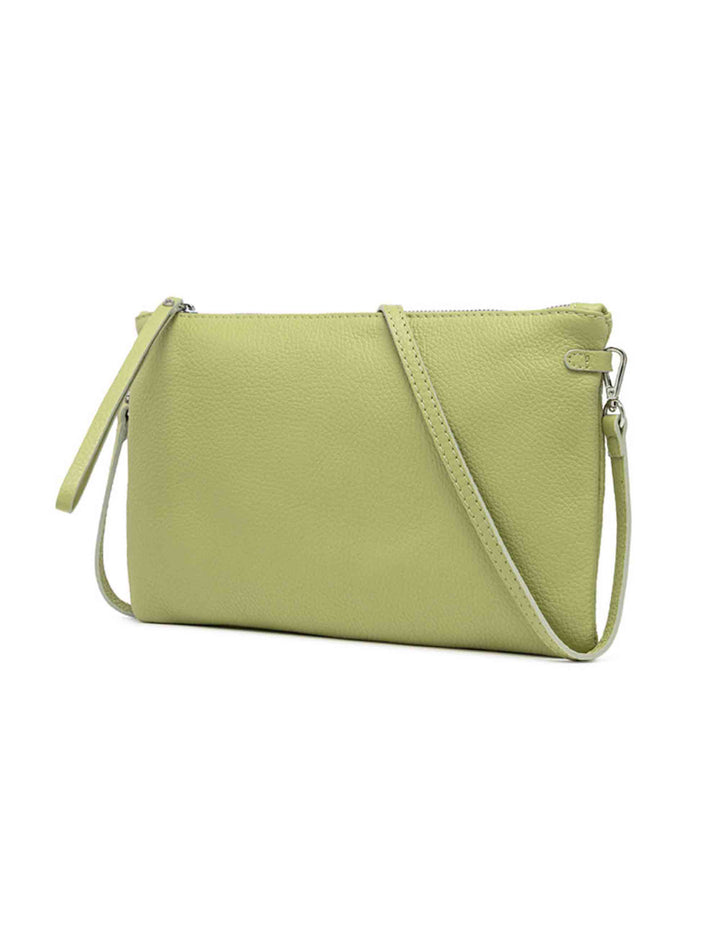 Spatarella Borse donna pochette Hermy in pelle verde con manico a bracciale e tracolla in pelle Convenienza