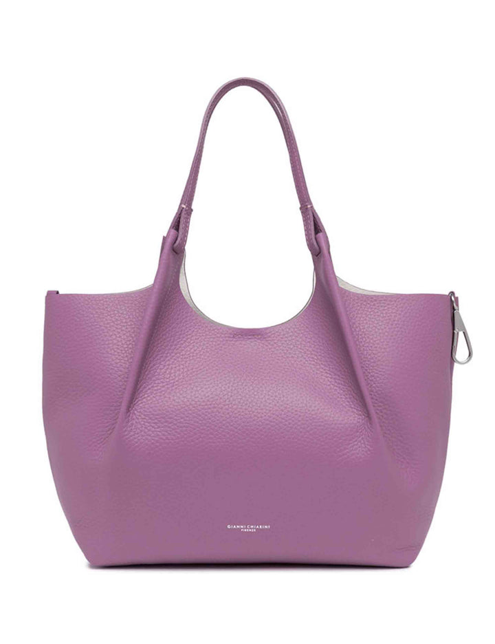 Spatarella Borse shopping donna Dua in pelle viola con doppi manici Presa