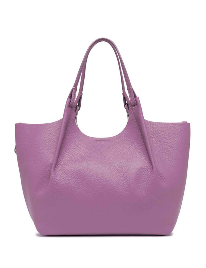 Spatarella Borse shopping donna Dua in pelle viola con doppi manici Presa