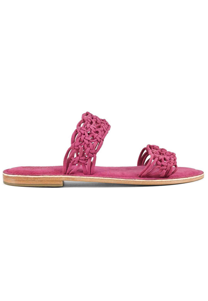 Spatarella Sandali donna in camoscio fuxia a doppia fascia con nodi Outlet