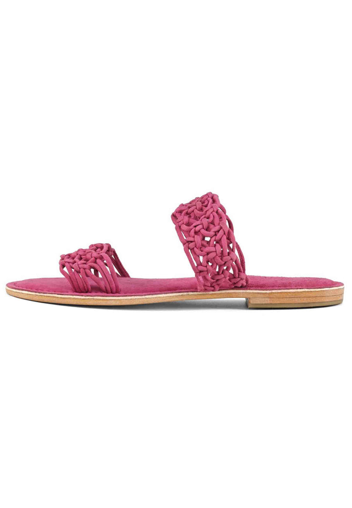 Spatarella Sandali donna in camoscio fuxia a doppia fascia con nodi Outlet