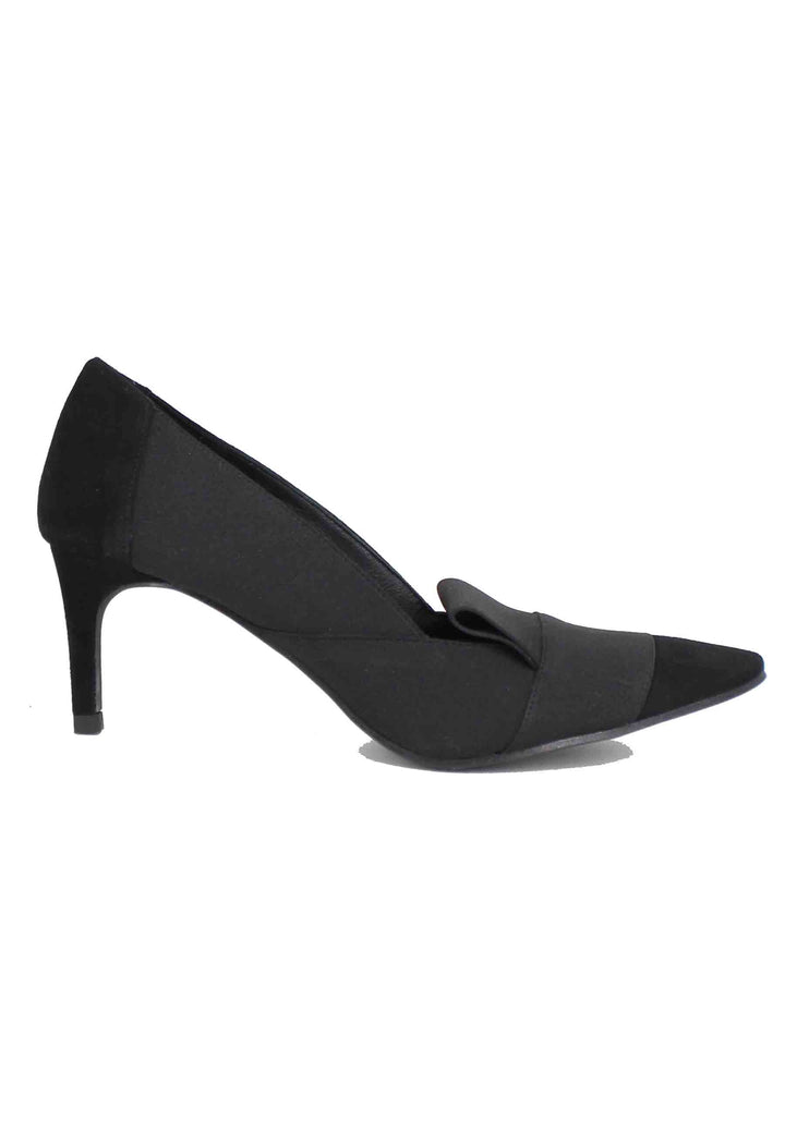 Spatarella Decollete donna in camoscio nero con riporti in tessuto Offerte