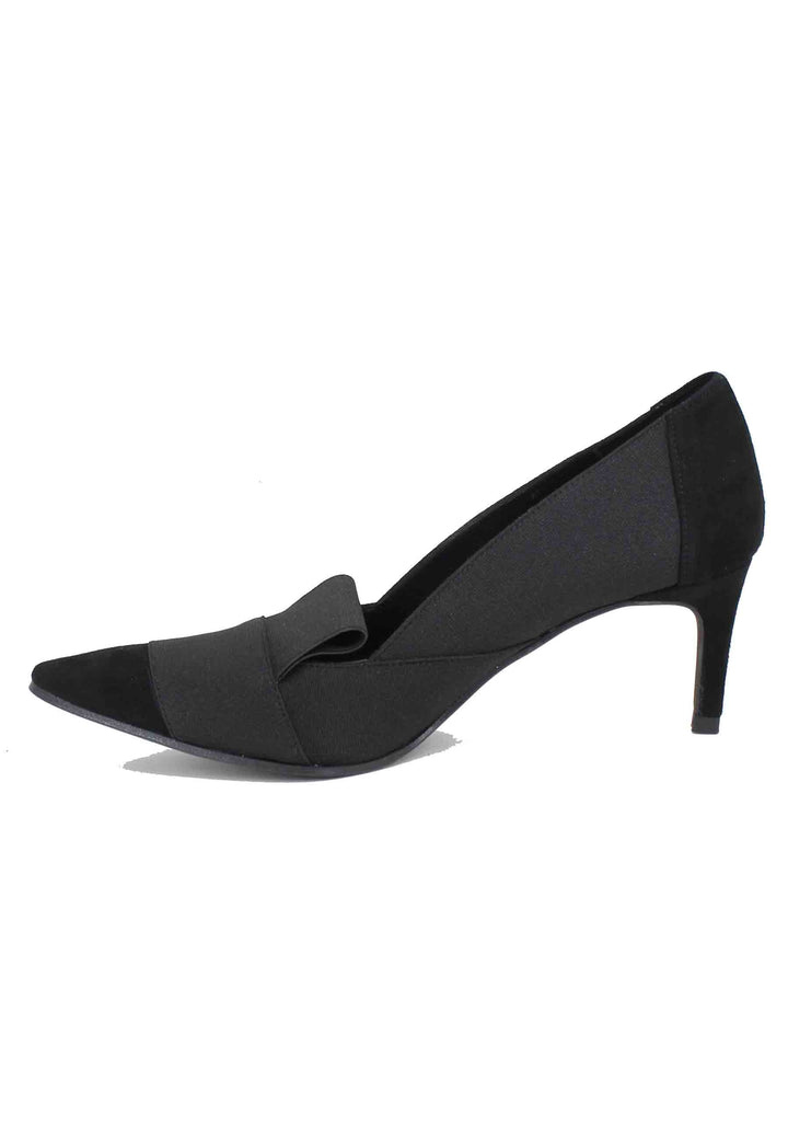Spatarella Decollete donna in camoscio nero con riporti in tessuto Offerte