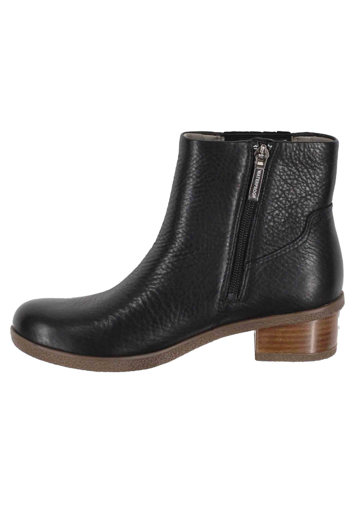 Spatarella Stivaletti donna whaterproff in pelle nero con suola in gomma Italia