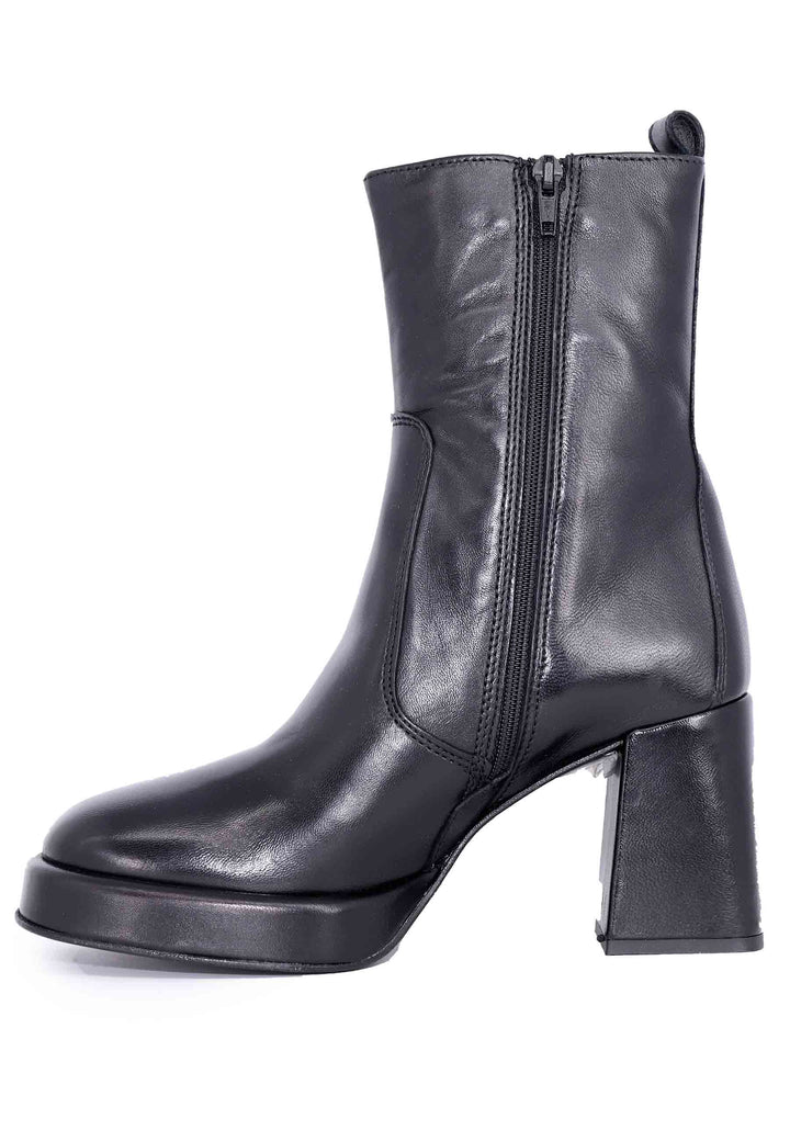 Spatarella Stivaletti donna in pelle nera con tacco alto e plateau In Linea