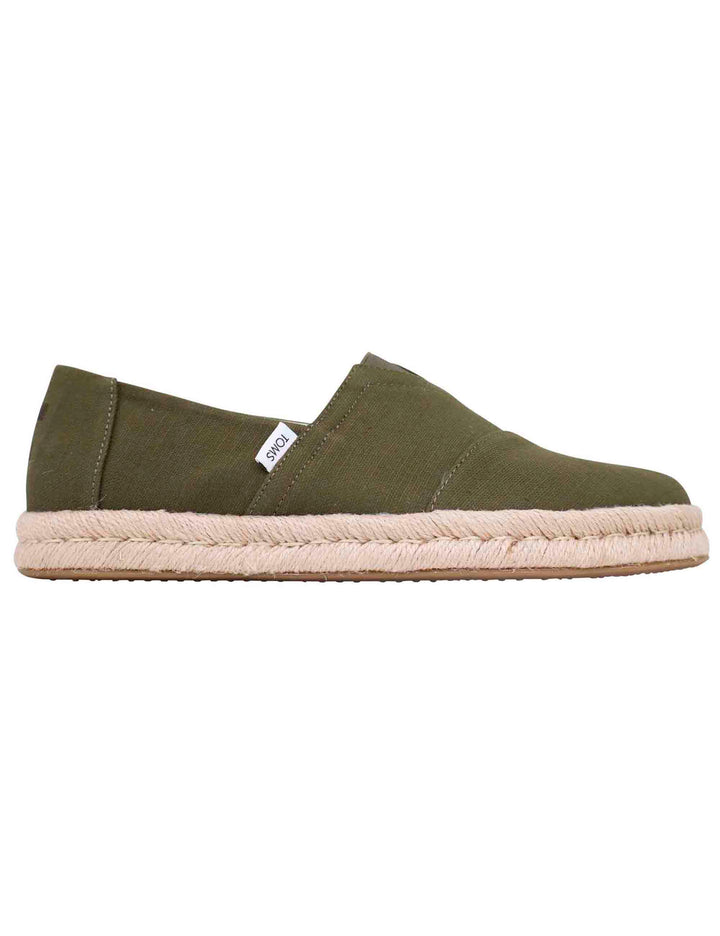 Spatarella Espadrillas uomo in tela verde con suola in corda Qualità