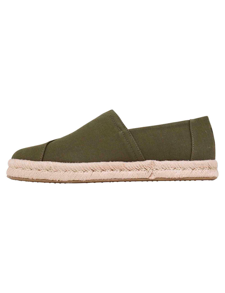 Spatarella Espadrillas uomo in tela verde con suola in corda Qualità