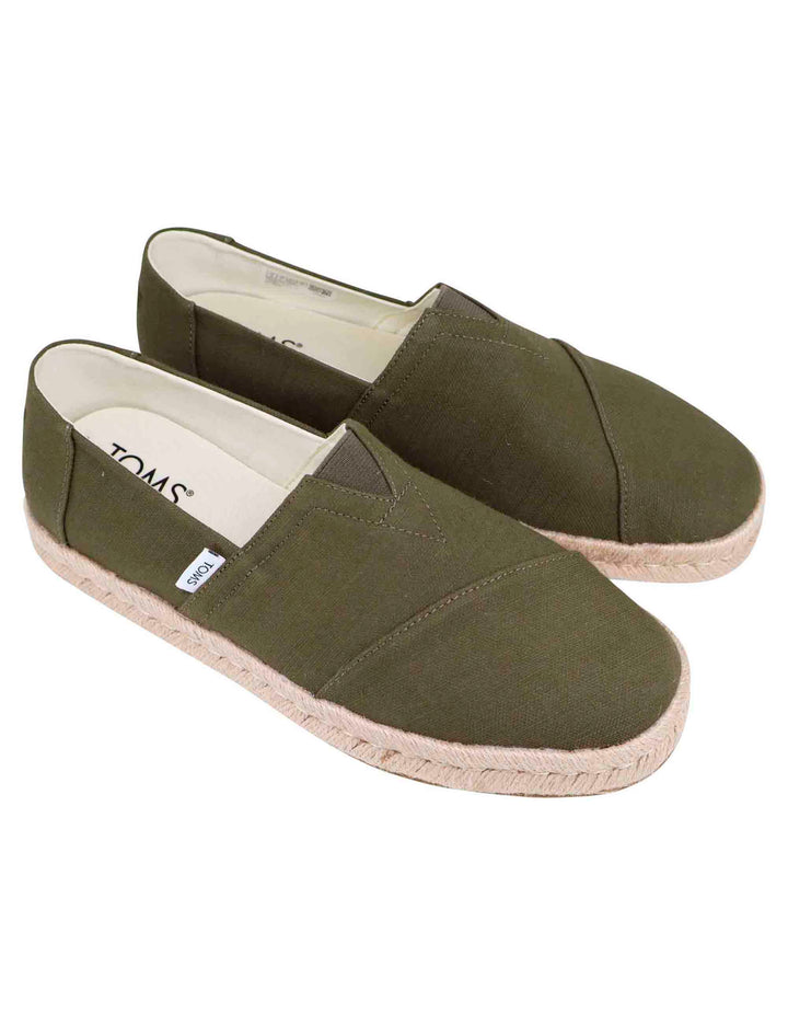 Spatarella Espadrillas uomo in tela verde con suola in corda Qualità