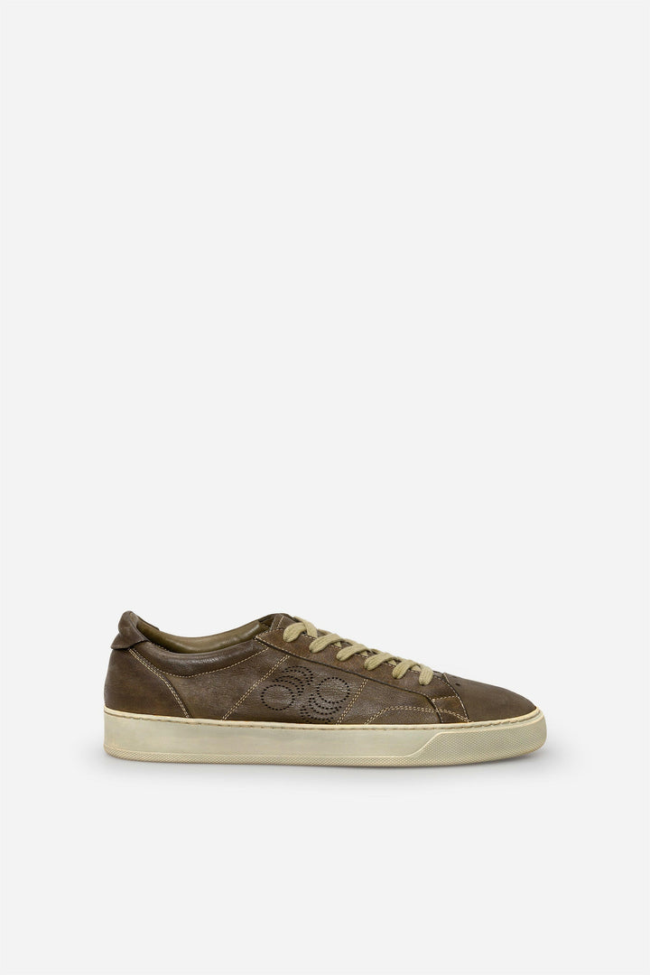 Spatarella Sneakers uomo Del Bello in pelle verde effetto vintage Sottocosto