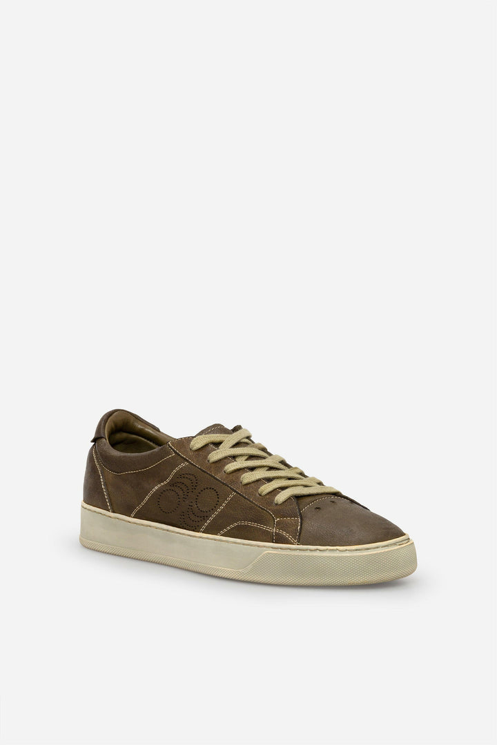 Spatarella Sneakers uomo Del Bello in pelle verde effetto vintage Sottocosto