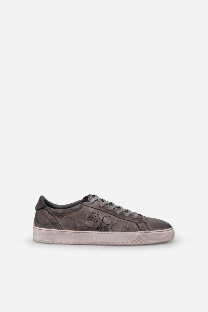 Spatarella Sneakers uomo Del Bello in pelle grigia effetto vintage Novità