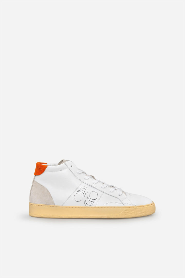 Spatarella Sneakers uomo Del Bello Mid in pelle bianca Sconto