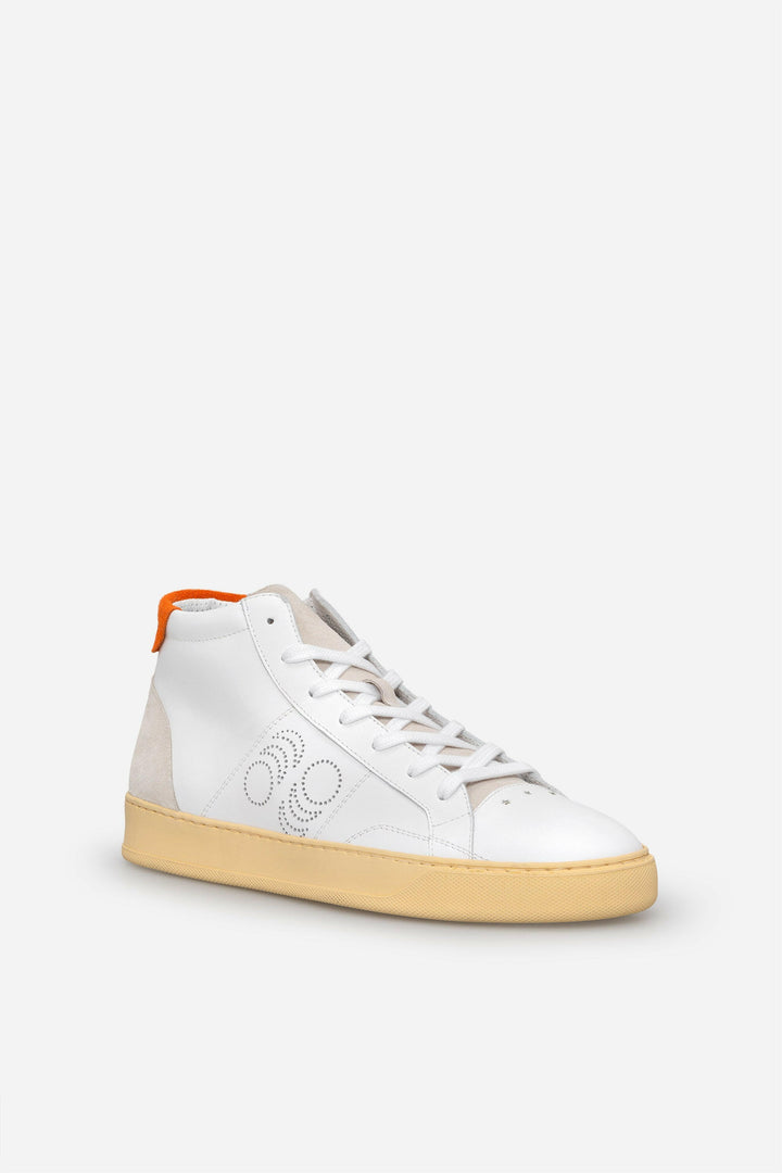 Spatarella Sneakers uomo Del Bello Mid in pelle bianca Sconto