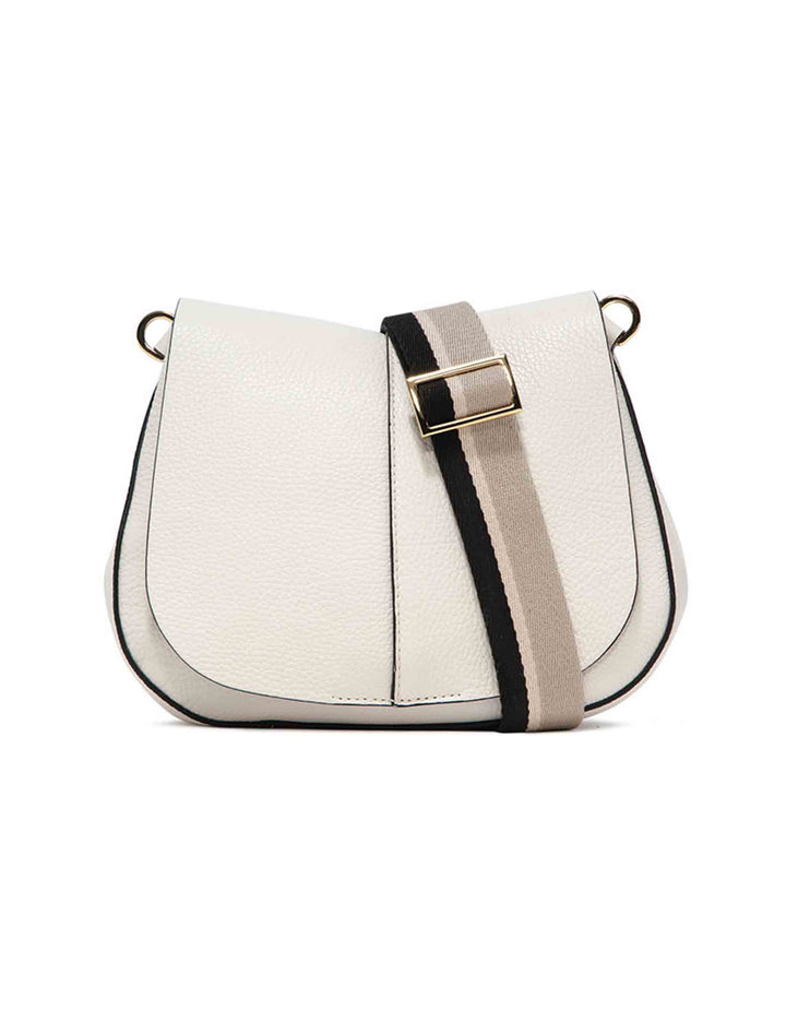 Spatarella Borse a spalla donna Helena Round in pelle panna con doppia tracolla Outlet