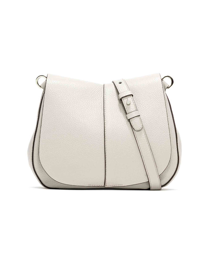 Spatarella Borse a spalla donna Helena Round in pelle panna con doppia tracolla Outlet