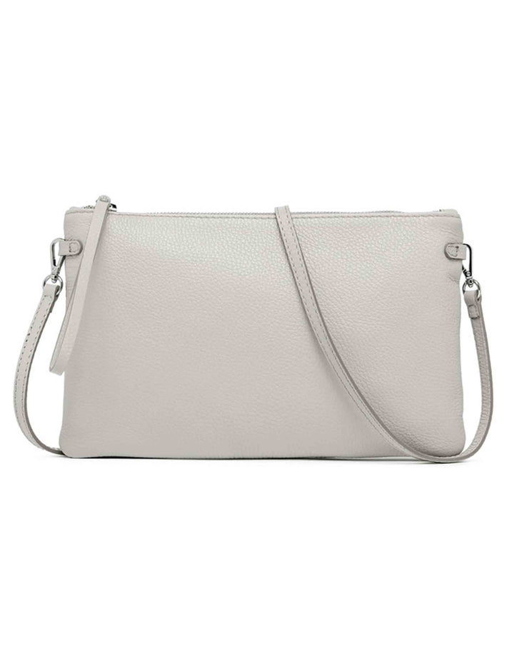 Spatarella Borse donna pochette Hermy in pelle grigia con manico a bracciale e tracolla in pelle In Vendita