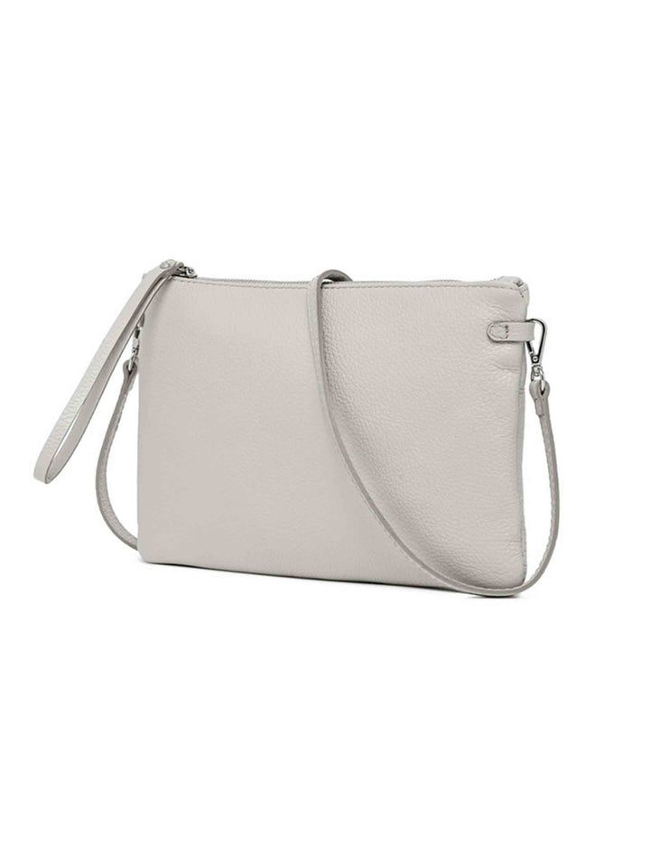 Spatarella Borse donna pochette Hermy in pelle grigia con manico a bracciale e tracolla in pelle In Vendita