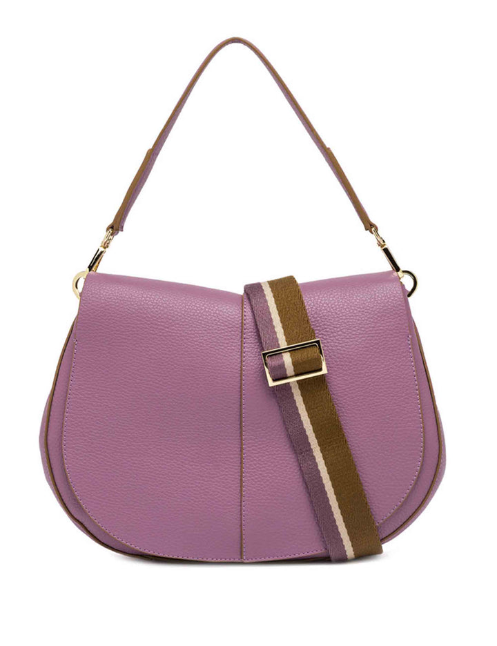 Spatarella Borse a spalla donna Helena Round in pelle viola Saldi