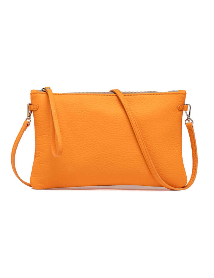 Spatarella Borse donna pochette Hermy in pelle arancione e naturale con manico a bracciale e tracolla Offerte