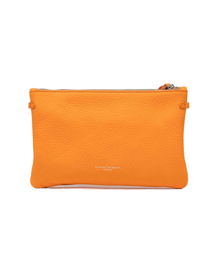 Spatarella Borse donna pochette Hermy in pelle arancione e naturale con manico a bracciale e tracolla Offerte