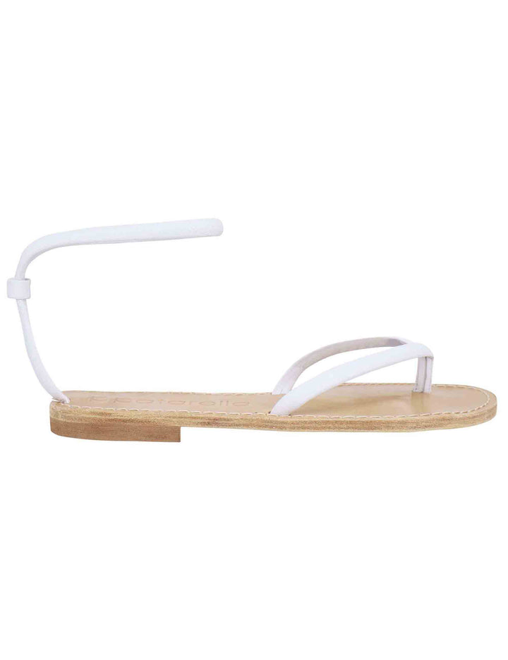 Spatarella Sandali flat donna infradito in pelle bianca con cavigliera Vendite Flash