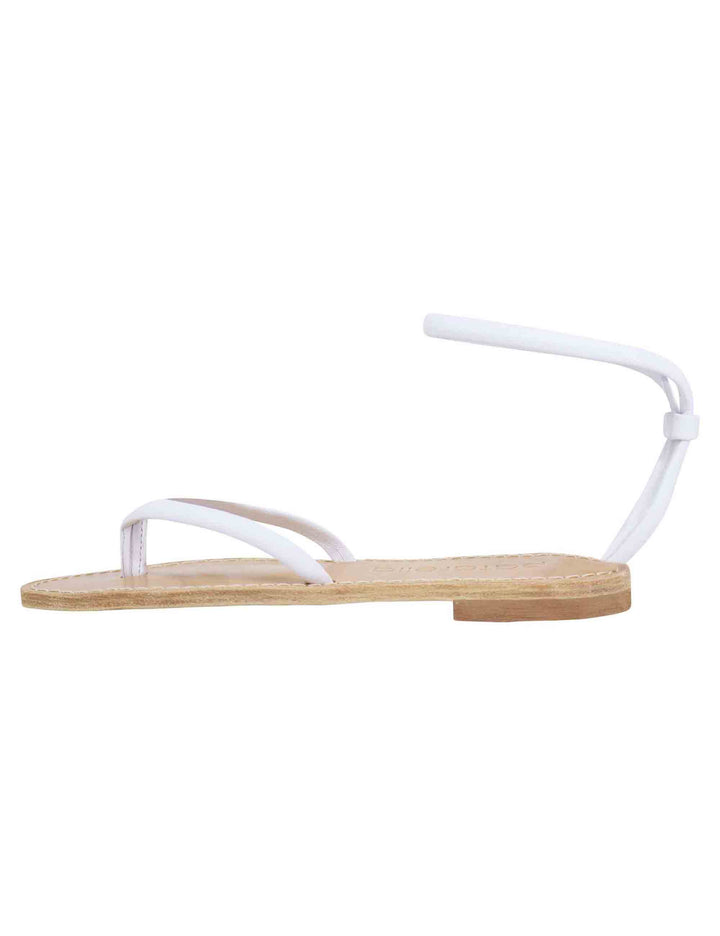 Spatarella Sandali flat donna infradito in pelle bianca con cavigliera Vendite Flash