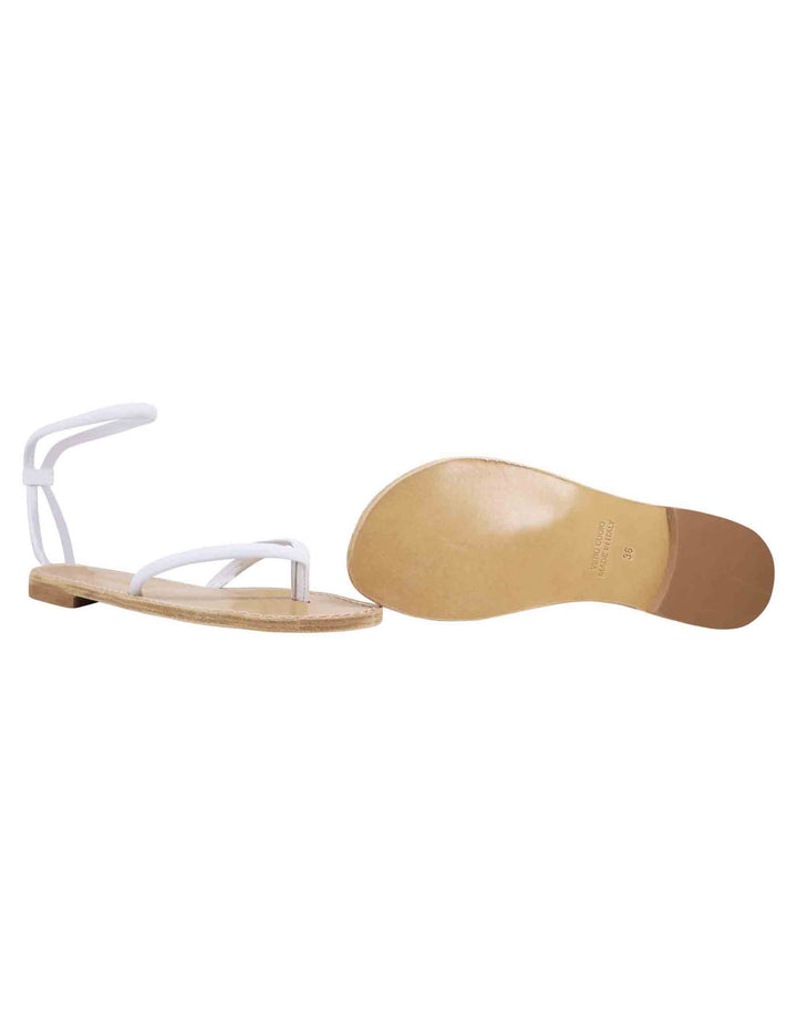 Spatarella Sandali flat donna infradito in pelle bianca con cavigliera Vendite Flash