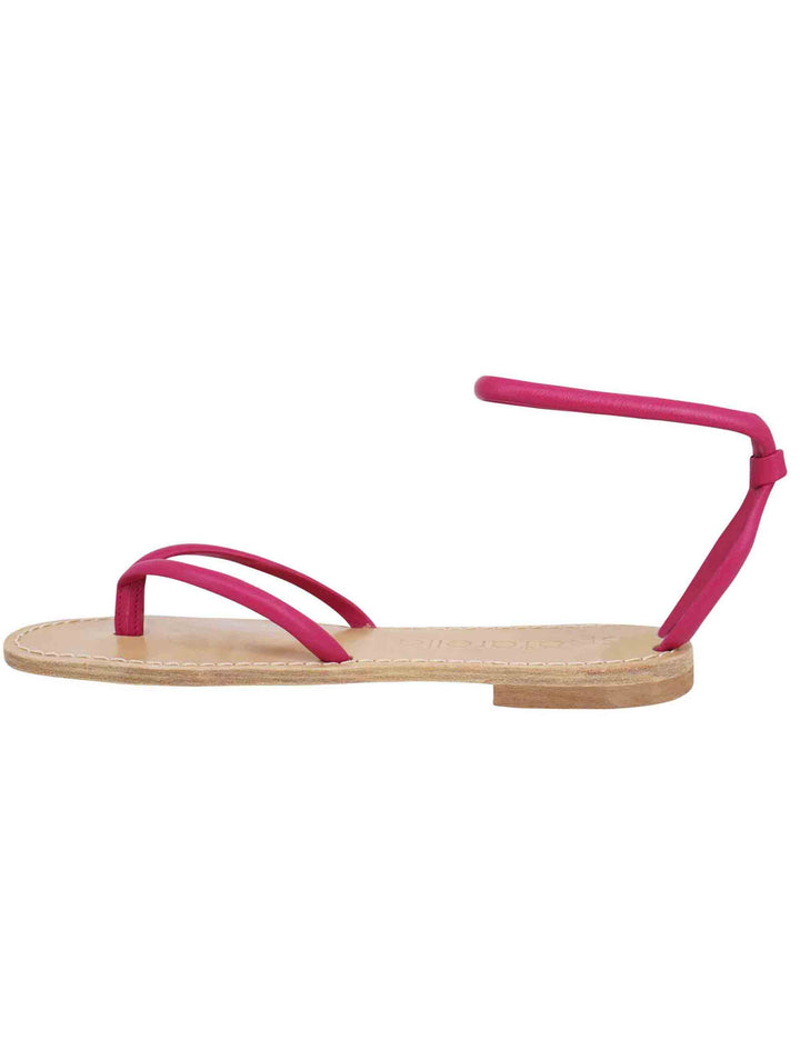 Spatarella Sandali flat donna infradito in pelle fuxia con cavigliera Negozio