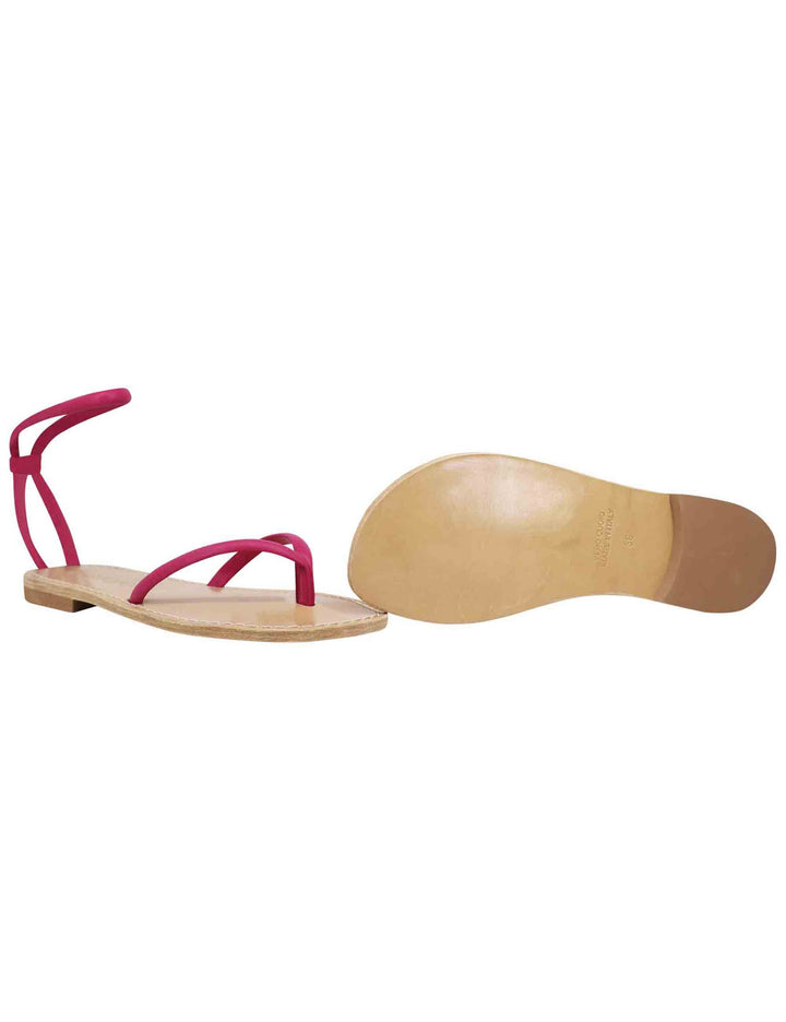 Spatarella Sandali flat donna infradito in pelle fuxia con cavigliera Negozio