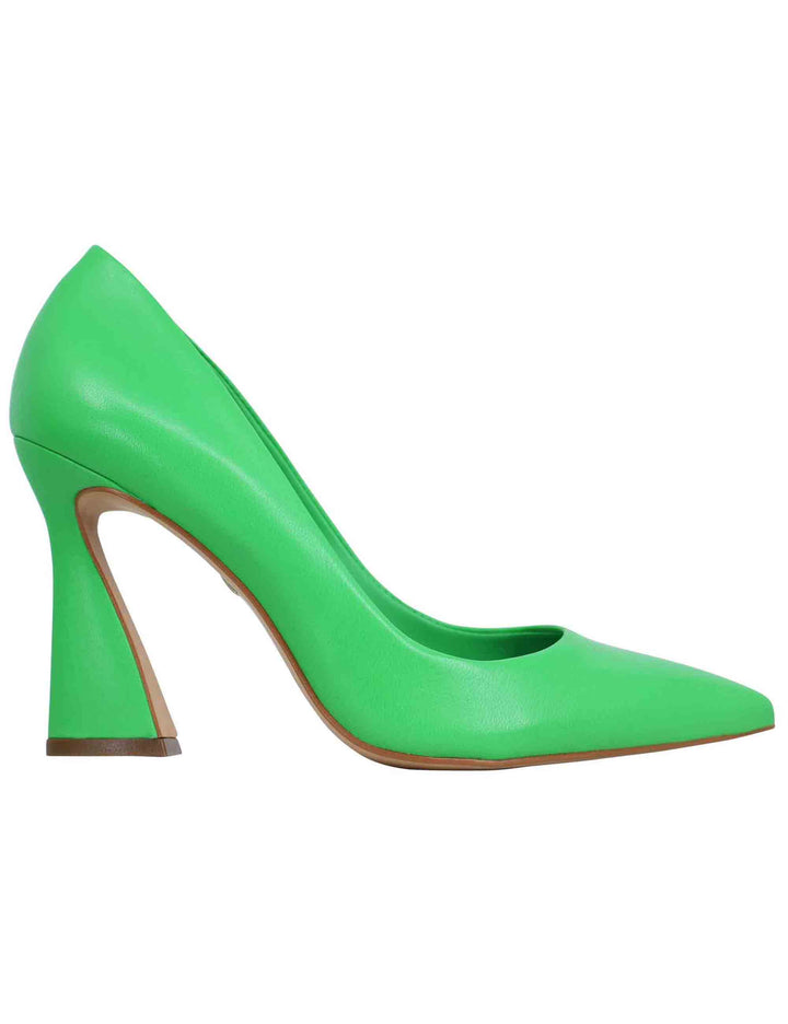 Spatarella Decollete donna in pelle verde con tacco alto e punta a punta In Saldo