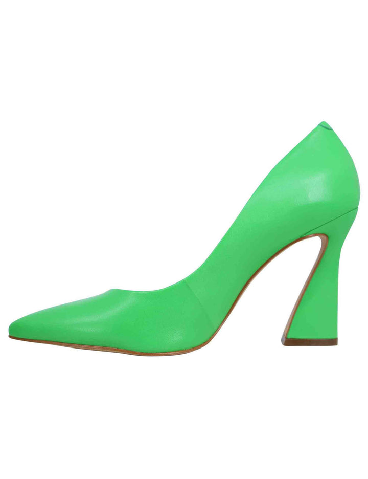 Spatarella Decollete donna in pelle verde con tacco alto e punta a punta In Saldo