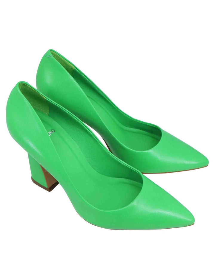 Spatarella Decollete donna in pelle verde con tacco alto e punta a punta In Saldo