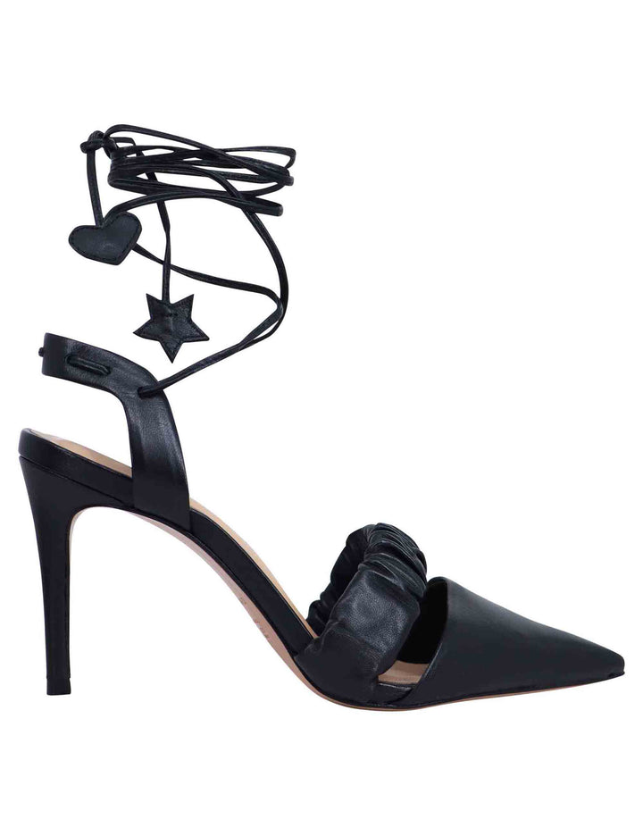 Spatarella Decollete slingback donna in pelle bianca con laccetti alla caviglia tacco alto Moda