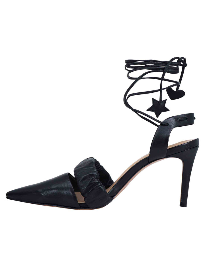 Spatarella Decollete slingback donna in pelle bianca con laccetti alla caviglia tacco alto Moda