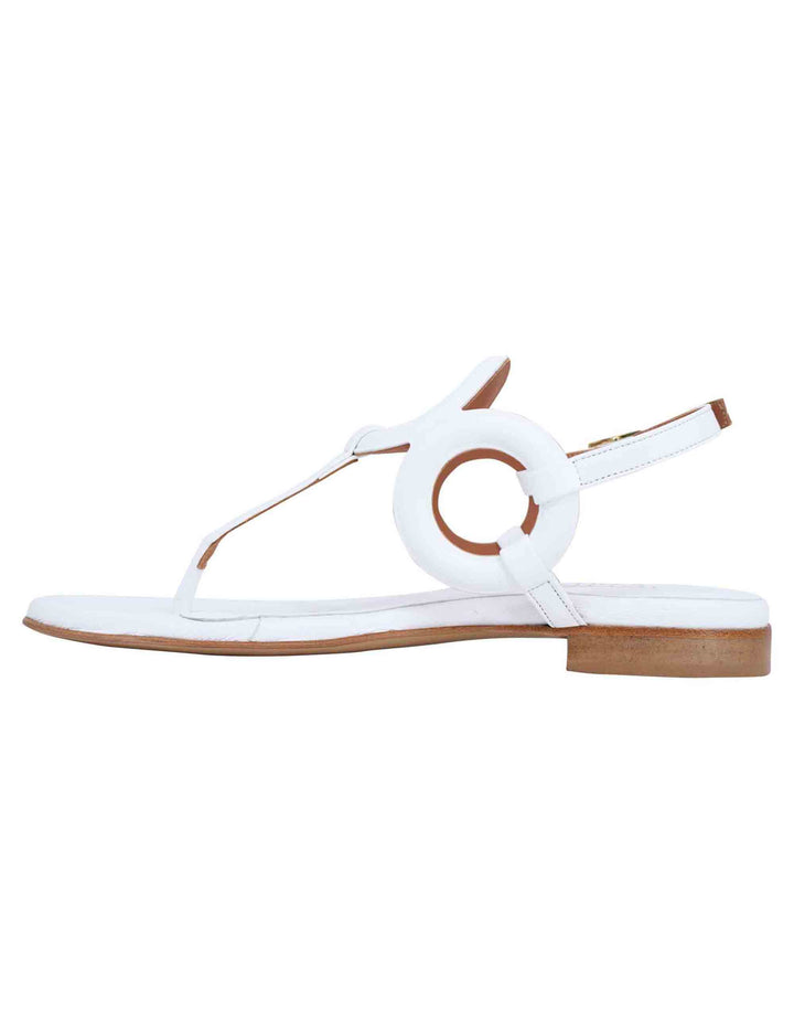 Spatarella Sandali infradito slingback donna in pelle bianca con punta tonda e tacco basso 2025